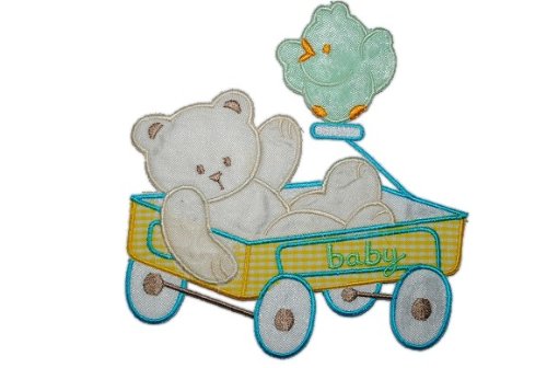alles-meine.de GmbH XL - Teddy im Bollerwagen 12,5 cm * 12,5 cm Bügelbild Aufnäher Applikation blau alles-meine.de GmbH XL - Teddy im Bollerwagen 12,5 cm * 12,5 cm Bügelbild Aufnäher Applikation blau von alles-meine.de GmbH