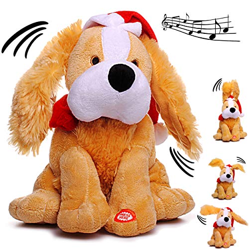 alles-meine.de GmbH XL - singender & Tanzender - Hund - Jingle Bells - Plüschtier mit Sound & Bewegung - 26 cm - aus Stoff/Plüsch - Weihnachtsmann/Weihnachtshund/Welpe - Ti.. von alles-meine.de GmbH