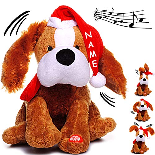 alles-meine.de GmbH XL - singender & Tanzender - Hund - Jingle Bells - inkl. Name - Plüschtier mit Sound & Bewegung - 26 cm - aus Stoff/Plüsch - Weihnachtsmann/Weihnachtshund.. von alles-meine.de GmbH