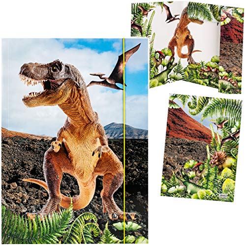 alles-meine.de GmbH XXL A3 - Zeichenmappe/Sammelmappe Motivwahl Dinosaurier - Tyrannosaurus Rex - Ordner - 44 cm - Mappe für Hefte Zeitschriften Zeichnungen - Gummizugmap.. von alles-meine.de GmbH