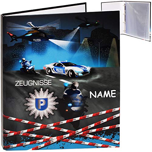 alles-meine.de GmbH Zeugnismappe/Ringbuch/Zeugnisringbuch - Zeugnisse Polizei Fahrzeug & Polizist - incl. Name + 10 Einsteckseiten - dokumentenecht - Einlagen - A 4 - Dokum.. von alles-meine.de GmbH