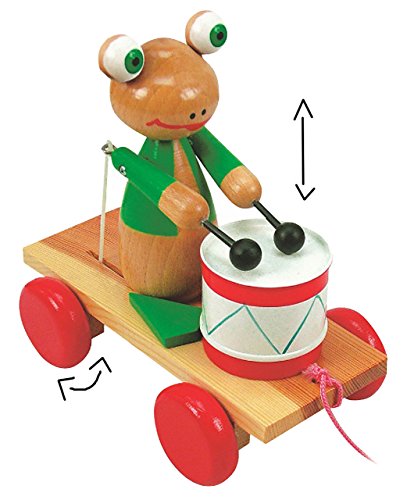 alles-meine.de GmbH Ziehtier - lustiger Frosch - aus Holz/Wackeltier - beweglich ! - schlägt auf die Trommel/Macht Musik - mit Schnur - Ziehfigur als Nachziehtier - Tier .. von alles-meine.de GmbH