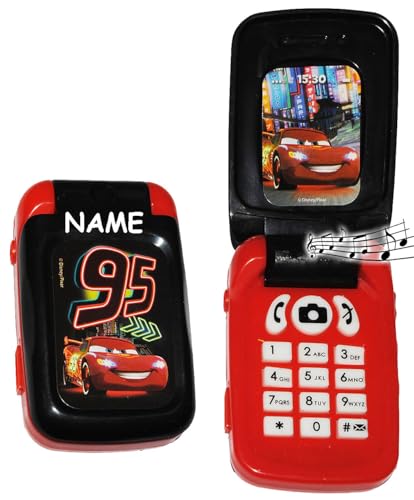 alles-meine.de GmbH elektrisches Handy mit Sound - Cars Lightning McQueen - incl. Namen - für Kinder/Jungen - Auto Kinderhandy/Spielzeughandy - Spielzeugtelefon - Klapphandy .. von alles-meine.de GmbH