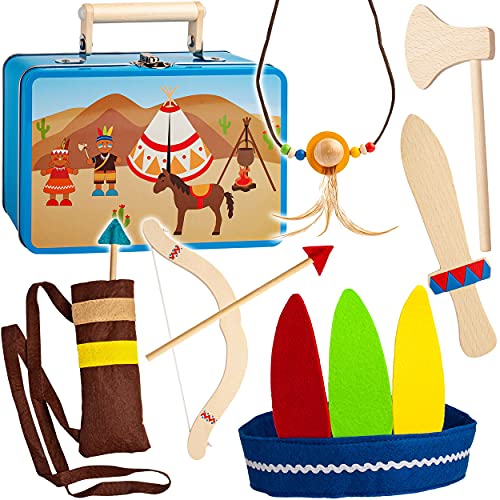 alles-meine.de GmbH gefüllter Spielzeugkoffer Modellwahl Indianer Spielset - Koffer & Zubehör - Indianerkoffer - aus Holz - Kostüm/Kopfschmuck & Deko für Kinder - Tomahawk .. von alles-meine.de GmbH