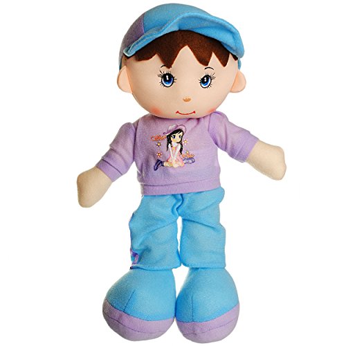 alles-meine.de GmbH große Schmusepuppe - AUSZIEHBAR - Junge mit Shirt + Blauer Hose - 35 cm - aus Plüsch - Stoffpuppe Puppe - für Kinder - Baby/Kleinkinder - Stoff - Babypu.. von alles-meine.de GmbH