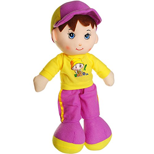 alles-meine.de GmbH große Schmusepuppe - AUSZIEHBAR - Junge mit gelben Shirt + Hose - 35 cm - aus Plüsch - Stoffpuppe Puppe - für Kinder - Baby/Kleinkinder - Stoff - Babypu.. von alles-meine.de GmbH