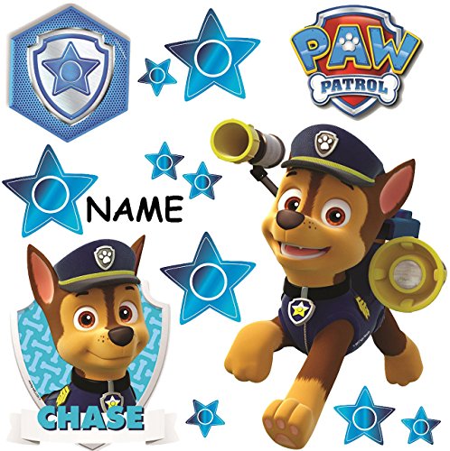 alles-meine.de GmbH große Wandsticker - P. Patrol - Polizei Hund Chase - incl. Name - selbstklebend + wiederverwendbar + wasserfest - Aufkleber für Kinderzimmer - Wandtatto.. von alles-meine.de GmbH