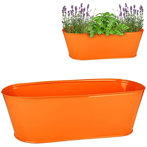 alles-meine.de GmbH großer XL - Topf/Blumentopf Farbwahl Metall - Ø 50 cm - orange - oval - länglich - groß - Eimer/Dekotopf - Übertopf - rostfrei Blech - bunt - Blumenkü.. von alles-meine.de GmbH