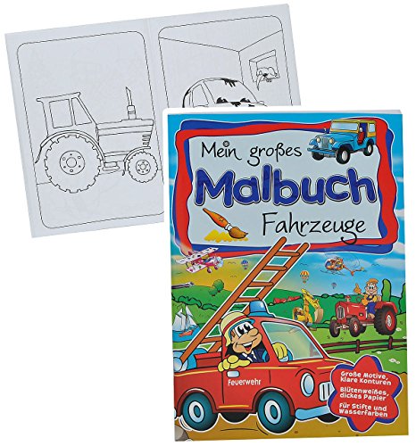 alles-meine.de GmbH großes Malbuch A4 - Fahrzeuge - Feuerwehr/Traktor/Auto/Bagger/Schiffe/Eisenbahn - Malvorlagen für Jungen - groß Malbücher Autos Fahrzeug zum Ausmale.. von alles-meine.de GmbH