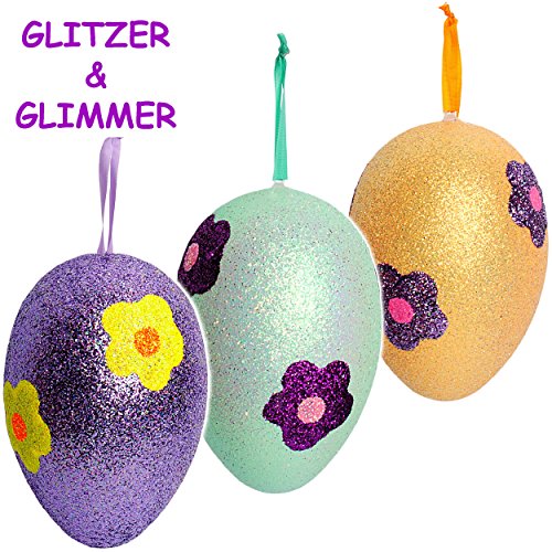 alles-meine.de GmbH großes XL - Deko Ei/Osterei - bunter Farbmix - Blumen - 14 cm - Innen + Außen - wasserfest & wetterfest - Glitzer & Glimmer - zum Hängen - Kunststoff / .. von alles-meine.de GmbH