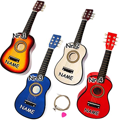 alles-meine.de GmbH hochwertige Kinder Holz Gitarre - Konzertgitarre - Klassik - Natur braun - inkl. Name - 1/8 Größe - 54 cm - akustische - Kindergitarre - mit 6 Stück Ersatzs.. von alles-meine.de GmbH