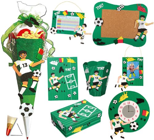 alles-meine.de GmbH komplette Füllung - Circa 200 Teile - für 8 TLG. Set: Bastelset Schultüte - + Schulbox/Kreativbox + Mappe + 6 Schulartikel - Fußball Fussballer Sport Jungen von alles-meine.de GmbH