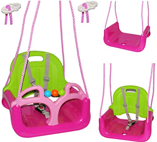 alles-meine.de GmbH mitwachsende - Babyschaukel/Gitterschaukel - mit Gurt - ROSA/PINK - Leichter Einstieg ! - mitwachsend & verstellbar - 100 kg belastbar - Kinderschaukel ab.. von alles-meine.de GmbH