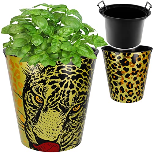 alles-meine.de GmbH universal Eimer/z.B. Blumentopf Modell wählbar 10 Liter - wasserdicht - 28 cm - aus Kunststoff - Leopard Papierkorb Spielzeugkorb/Popcornschüssel / .. von alles-meine.de GmbH