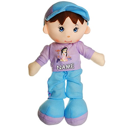 große Schmusepuppe - AUSZIEHBAR - Junge mit Shirt + Blauer Hose - inkl. Name - 35 cm - aus Plüsch - Stoffpuppe Puppe - für Kinder - Baby/Kleinkinder - S.. von alles-meine.de GmbH