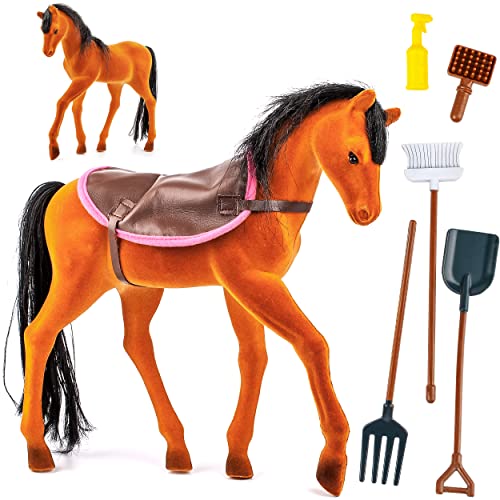 großes Pferd - 30 cm hoch passend für Barbie Puppen - Steffi Love - LOL Surprise Spielzeug Puppe - mit abnehmbaren Sattel & Zubehör - Prinzessin Pferdekut.. von alles-meine.de GmbH