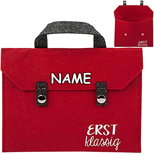 kleine Filz Tasche - Erst klassig - inkl. Name - ideal als Geldgeschenk & für Glückwünsche zum Schulanfang - Geschenk Glückwunschkarte/Tischdeko - Stoff Sch.. von alles-meine.de GmbH