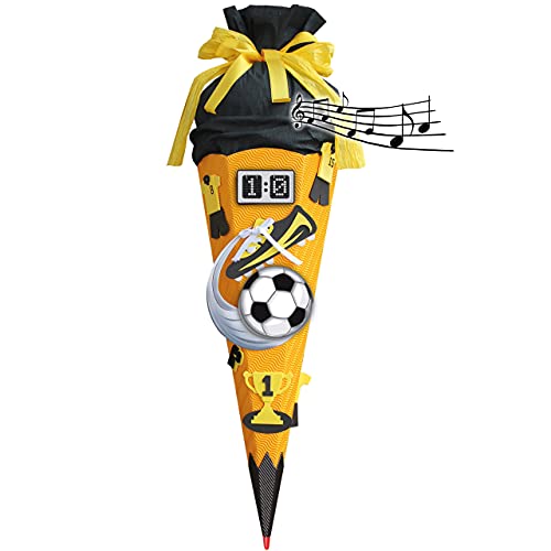 mit Sound Modul ! - BASTELSET Schultüte - Fußball 85 cm - mit Holzspitze - Zuckertüte Roth - ALLE Größen - 6 eckig Fußballer Fussball Sport Jungen Gelb Schwar von alles-meine.de GmbH