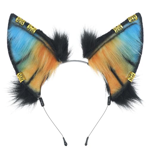 amangul Realistisches Wolfsohr-Haarband mit Ohrringen für Damen, Teenager, Stirnbänder für Film-Enthusiasten, Anime-Themen, Versammlungen, Haarband von amangul