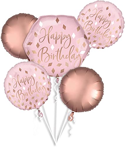 (LL) BQT: Blush Birthday Party 5 piece Foil Balloon Bouquet P75 von amscan