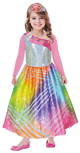 Amscan 9902374 Kinderkostüm Barbie Rainbow Magic mit Krone, 104 cm von amscan