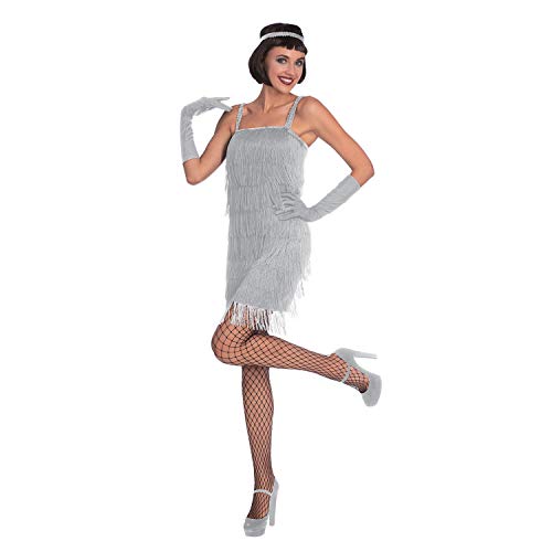 (PKT) (9905791) Adult Ladies Silver Flapper Dress (Large) von amscan