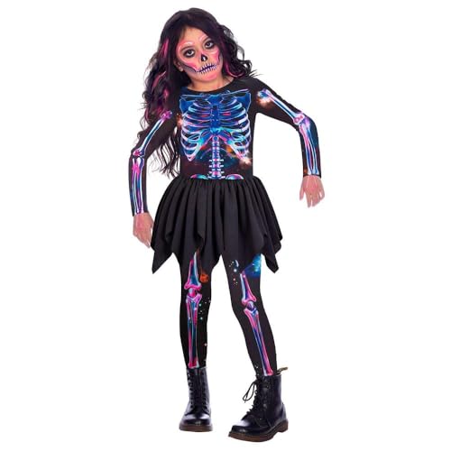 (PKT) (9908573) Child Girls Neon Skeleton Girl - Recycled Costume (2-3yr) von amscan