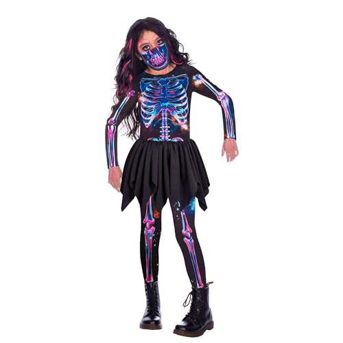 (PKT) (9908573) Child Girls Neon Skeleton Girl - Recycled Costume (8-10yr) von amscan