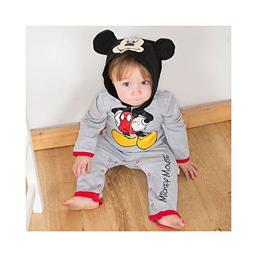 amscan DCMIC-RJ06 Mickey Mouse Hoodie Strampler Kostüm, Nicht Feste Farbe, Kinder 6-9 Monate von amscan