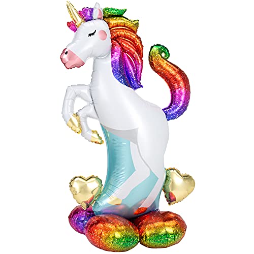 Amscan 4242711 - Folienballon Einhorn, Größe ca. 130 cm, mehrfarbiger AirLoonz-Ballon, mit Helium oder Luft befüllbar, Geschenk, Dekoration, Kindergeburtstag, Magic Unicorn von Anagram