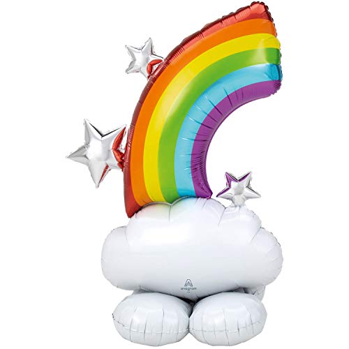 Amscan 4246211 - Folienballon Regenbogen, Größe ca. 130 cm, mehrteiliger AirLoonz-Ballon mit Regenbogen, Sternen und Wolken, mit Helium oder Luft befüllbar, Geschenk, Dekoration, Geburtstag von Anagram