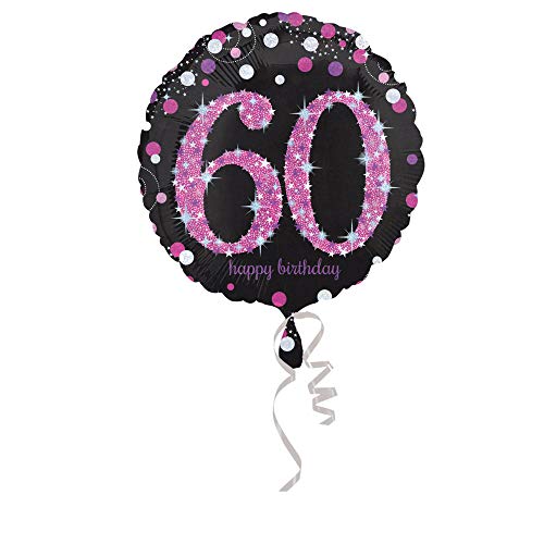 Amscan 3378801 - Standard Folienballon 60. Geburtstag Celebration, circa 43 cm, Geburtstag, Heliumballon, Pink, Schwarz von amscan