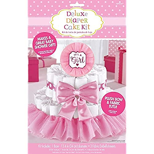 Amscan 380083 - Dekorationsset Windeltorte Mädchen, 4-teilig, für circa 70 Windeln, Geschenk zur Geburt Amscan 380083 - Dekorationsset Windeltorte Mädchen, 4-teilig, für circa 70 Windeln, Geschenk zur Geburt von amscan
