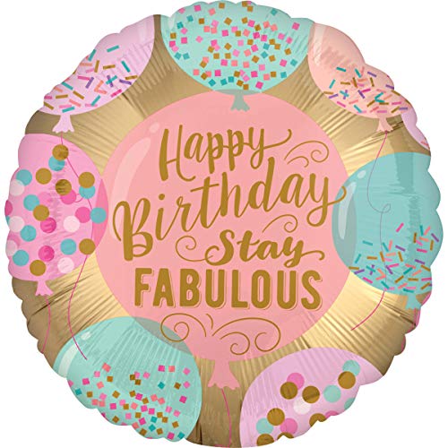 Amscan 3807401 - Standard Folienballon Happy Birthday Stay Fabulous, Durchmesser 43 cm, Heliumballon Amscan 3807401 - Standard Folienballon Happy Birthday Stay Fabulous, Durchmesser 43 cm, Heliumballon von amscan