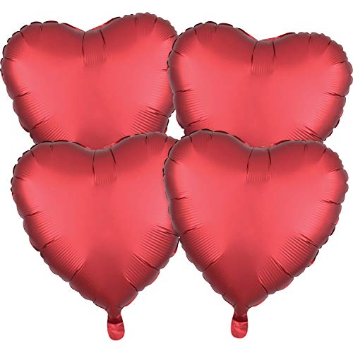 Amscan 3898001 - Folienballon Multi-Pack Satin Luxe Sangria Herzen, Valentinstag, Muttertag, Heliumballon von amscan