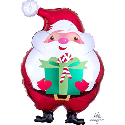 Amscan 4010801 - Junior Shape Folienballon gemütlicher Santa, 35 x 50 cm, Weihnachtsmann, Weihnachten, Heliumballon, Party, Dekoration, Xmas, Christmas, Santa Claus von amscan