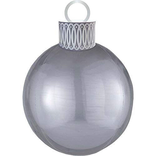 Amscan 4040801 - Orbz XL Folienballon Ornament Weihnachtskugel, 38 x 50 cm, Silber, Weihnachten, Heliumballon, Party, Dekoration, Xmas, Christmas, Baumschmuck von amscan