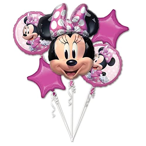 (PKT) BQT: Disney Minnie Mouse Birthday Party 5 piece Foil Balloon Bouquet P75 von amscan