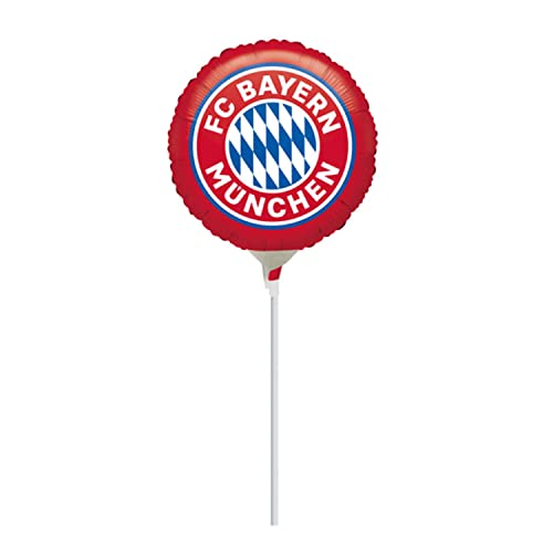 Amscan 4133709 - FC Bayern München Folienballon, 1 Stück, Größe 23 cm, Farbe: Blau, Weiß u. Rot, inkl. Kunststoffstab, mit Luft befüllbar, Partydeko für die Feier beim Fanclub oder die Fußballparty von Anagram