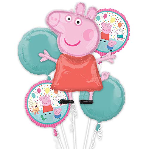 Amscan 4154101 - Folienballon Peppa Pig, 5 Stück, Ballon Bouquet, Helium Ballons, Luftballons von amscan