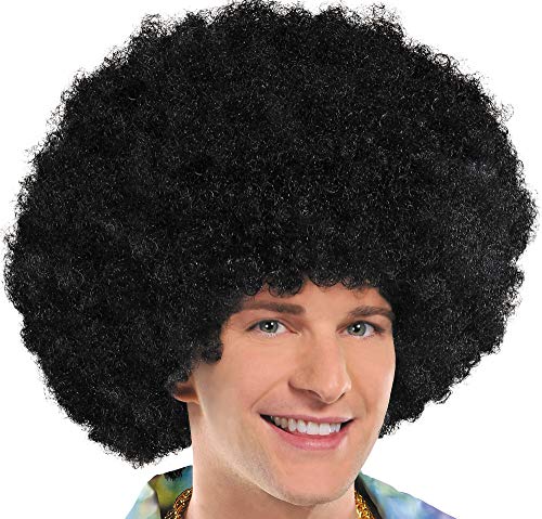 Amscan 840346-55 - Afro-Perücke, Einheitsgröße für Erwachsene, schwarze Locken, Kunsthaar für Karneval, Unisex, Fasching, Mottoparty, Silvester, Halloween von amscan