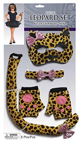 Amscan 844009-55 - Kostümset Leopard für Kinder, Maske, Halsband, Schwanz, fingerlose Handschuhe, Tier, Kinderkostüm von amscan