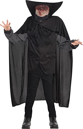 Amscan 845775-55 - Kostüm Kopfloser Reiter, Kopfbedeckung, Schulterteil, Shirt mit Weste, Umhang, Mottoparty, Karneval, Halloween, Schwarz von amscan