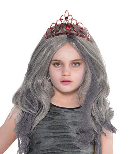 Amscan 847431-55 - Blutige Tiara, Silber-Rot, Haarreif mit roten Schmucksteinen, mit Blut verschmiert, Accessoire, Fasching, Karneval von amscan