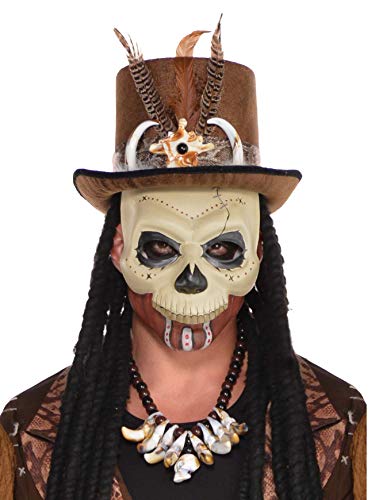 Amscan 847441-55 - Halbmaske Totenkopf, Einheitsgröße für Erwachsene, Beige-Schwarz, Skelettgesicht mit Bemalung, Accessoire für Halloween und Karneval, Kostüm, Verkleidung von amscan