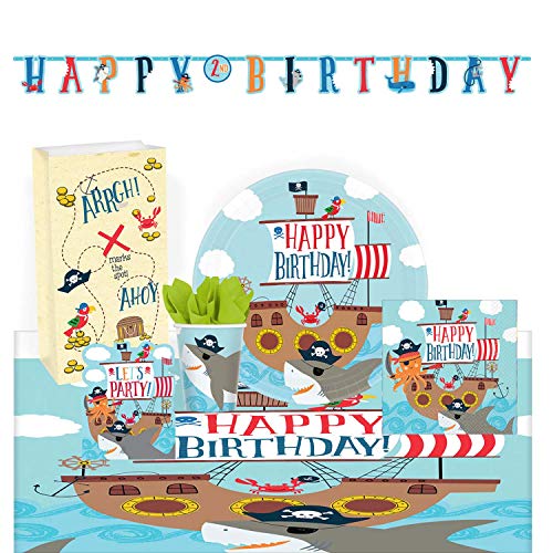 Amscan 9050 0386 - Partyset Ahoy Birthday, 8 Teller, 8 Becher, 16 Servietten, Tischdecke, 8 Party-Beutel, 2 Girlanden, 8 Einladungen und Umschlag Amscan 9050 0386 - Partyset Ahoy Birthday, 8 Teller, 8 Becher, 16 Servietten, Tischdecke, 8 Party-Beutel, 2 Girlanden, 8 Einladungen und Umschlag von amscan