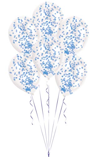 Amscan 9903278 - Latexballons mit Konfetti-Füllung, 6 Stück, circa 28 cm, Blau, Geburtstag, Luftballon von amscan