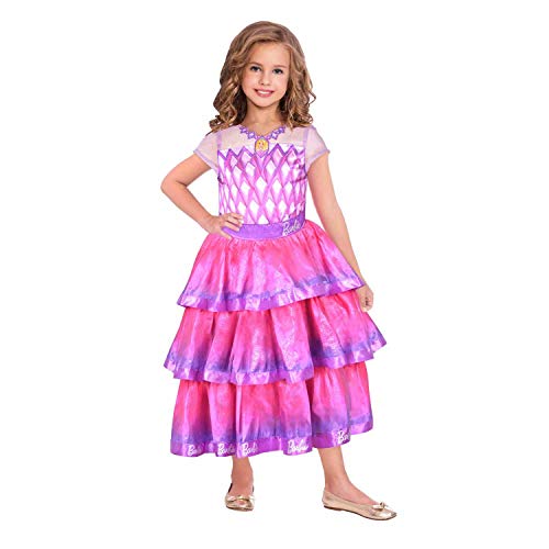 Amscan 9904432 Kinderkostüm Barbie Edelstein Ballkleid Mädchen Rosa 134 cm von amscan