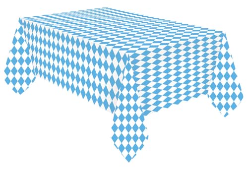 Amscan 9904817 - Tischdecke Bayern, Größe 115 x 175 cm, blau-weiß, Tischtuch aus Papier, Bierbank, Bierfest, Tisch, Dekoration, Motto-Party, Gartenparty von amscan