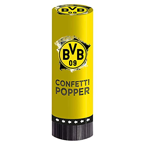 Amscan 9908538 - Party-Popper BVB, 2 Stück, Größe 4,4 x 15,2 cm, Borussia Dortmund, Konfetti-Popper, Knallbonbon, Geschenk, Girlande, Fußball, Party, Fan, Geburtstag von amscan